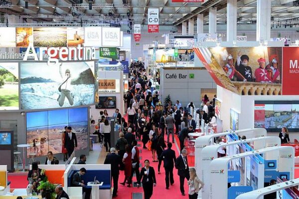 Imex Exhibition Aerial view image of tradeshow floor at IMEX 2021