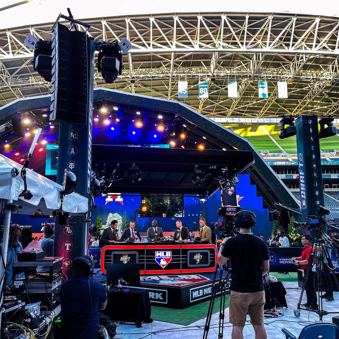 Image of MLB Draft stage with vibrant LED Displays