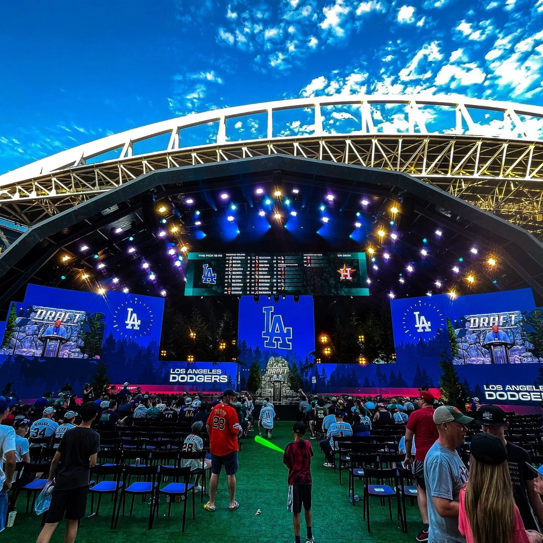 Image of MLB Draft stage with vibrant LED Displays