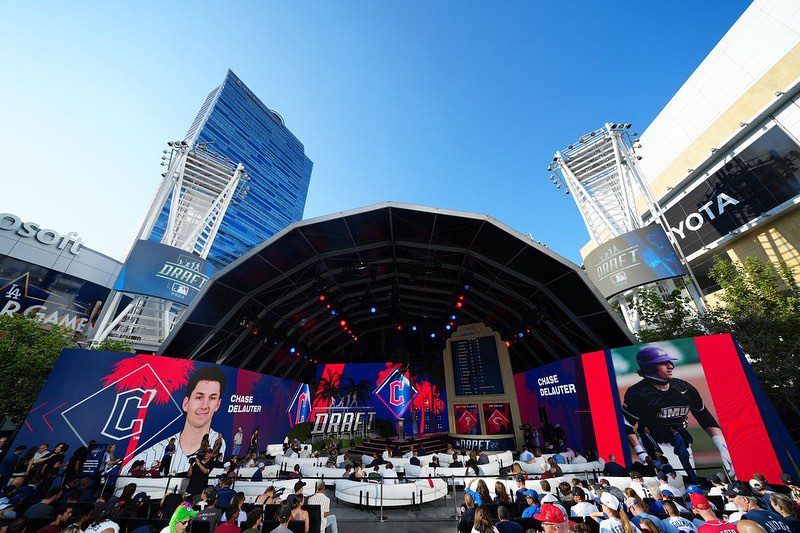 Image of LED display on mainstage for MLB Draft picks