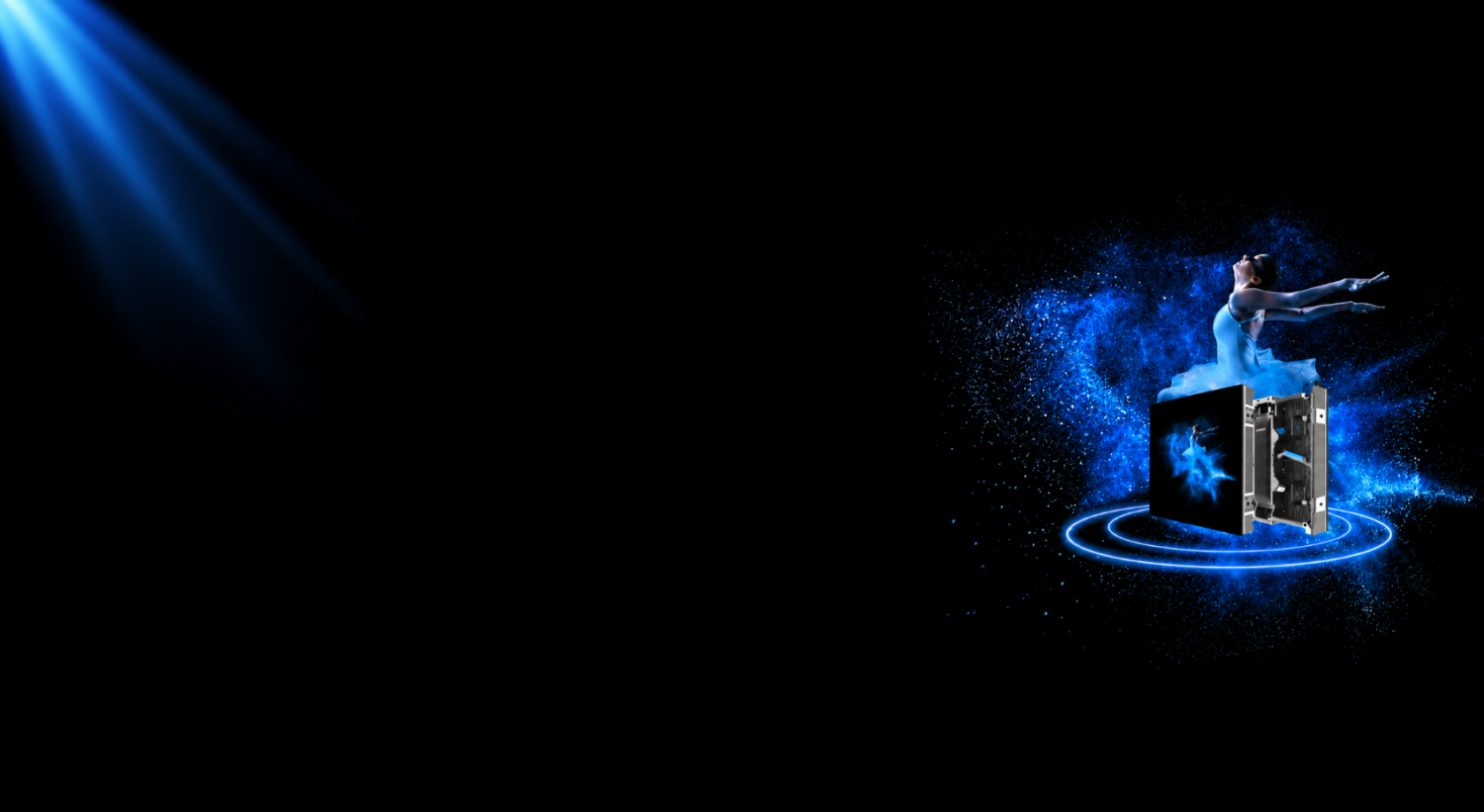 visually striking image of dancer and led panels for rent